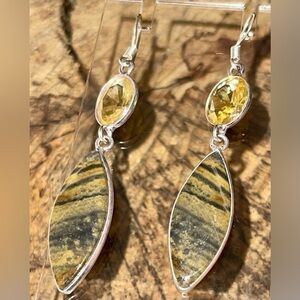 Brown Tigereye Earrings 2 1/2”